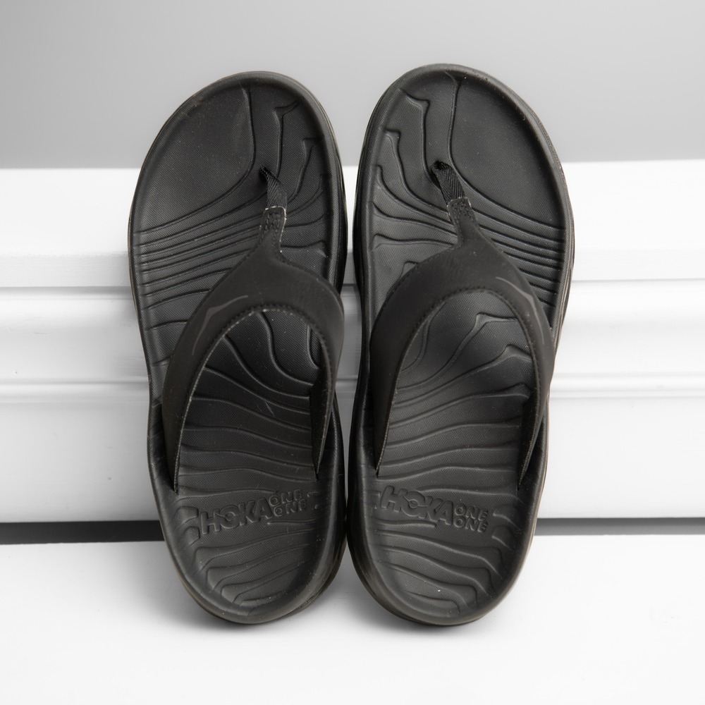Hoka Ora Recovery Flip M8/W10 Black Thong‎ Sandals Orthopedic Comfort Athleisure